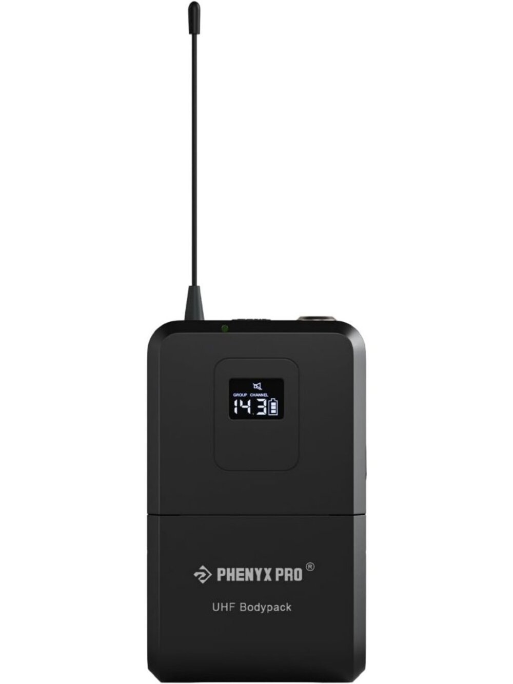 Wireless Bodypack Microphone Transmitter, UHF, Selectable Frequencies, Mute